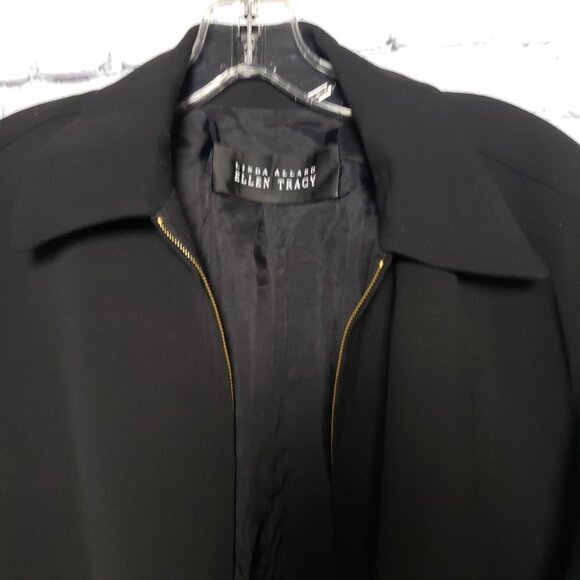 Linda Allard Ellen Tracy Black Zip Front Jacket Blazer Coat size 12 - Picture 3 of 10
